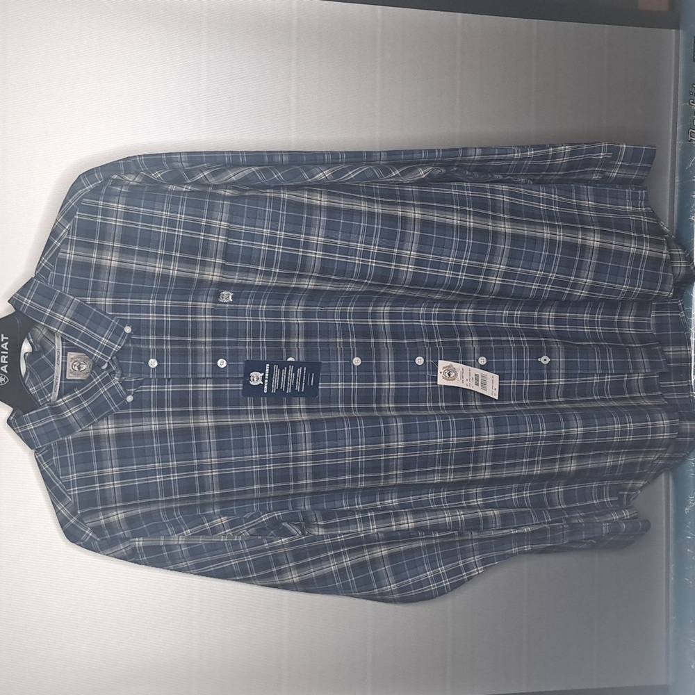 Cinch Men's Button Down Shirt Blue/White Plaid Erich Rogers
